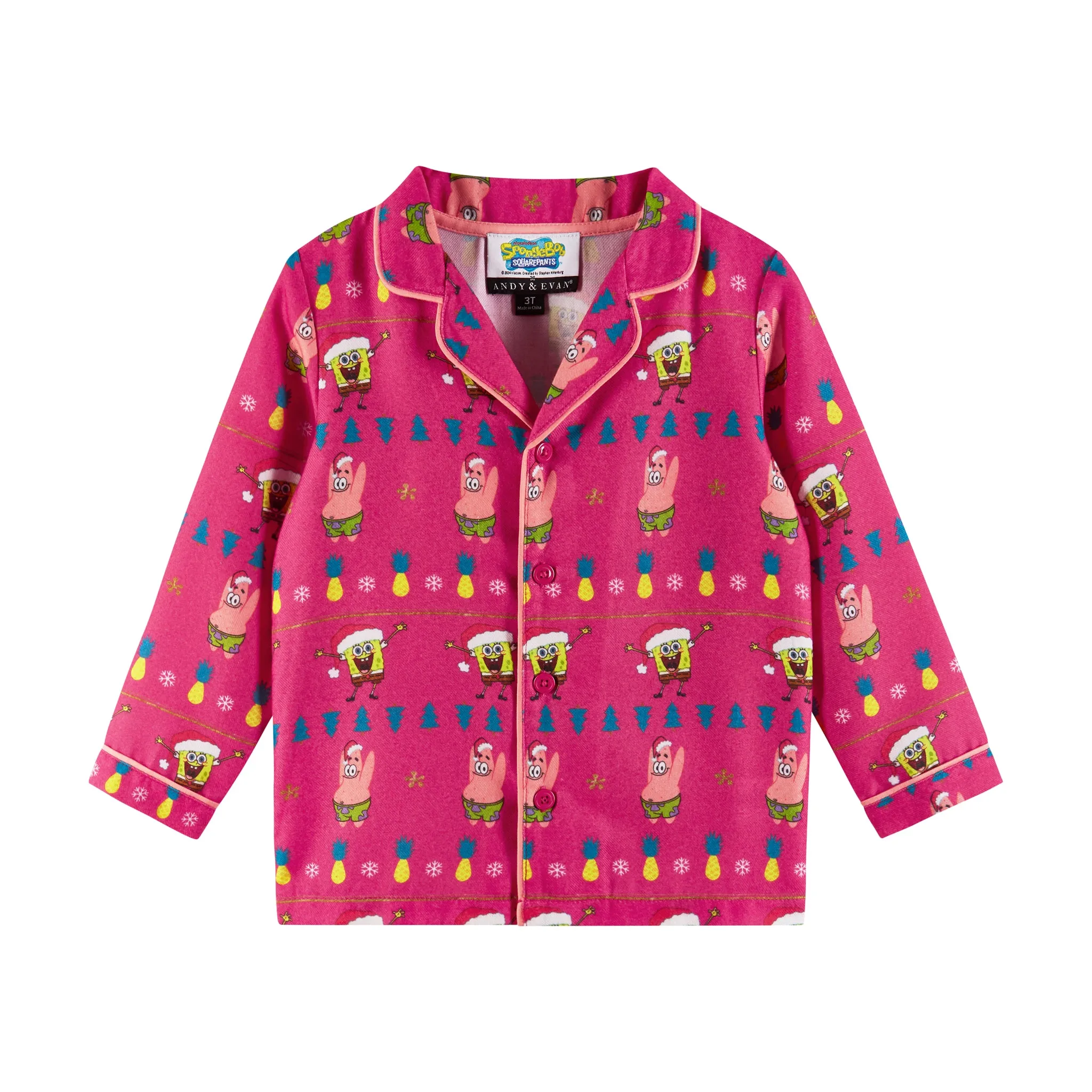 SpongeBob SquarePants™ x Andy & Evan® | Kids (2-16) Fair Isle Pajama Set | Pink