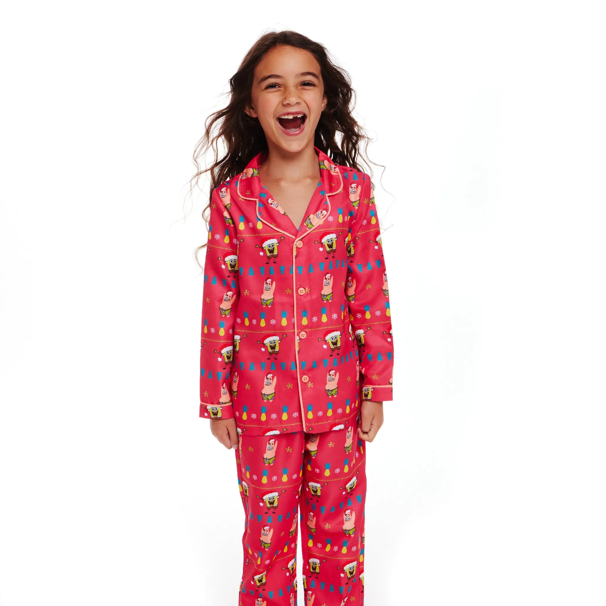 SpongeBob SquarePants™ x Andy & Evan® | Kids (2-16) Fair Isle Pajama Set | Pink