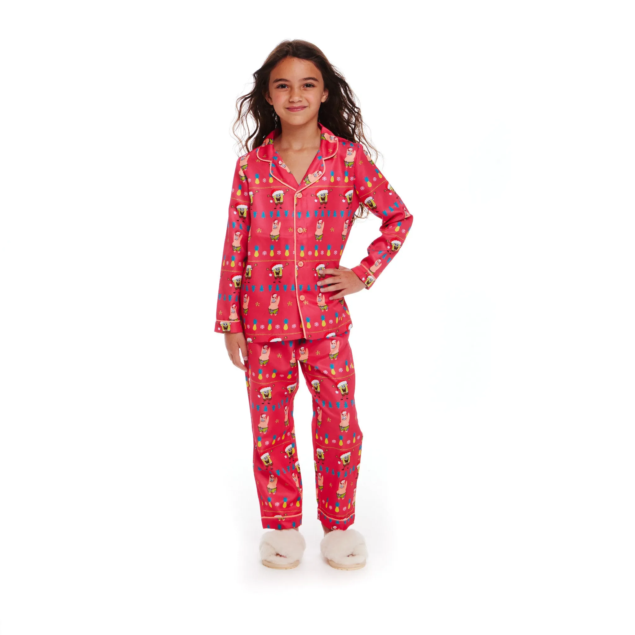 SpongeBob SquarePants™ x Andy & Evan® | Kids (2-16) Fair Isle Pajama Set | Pink
