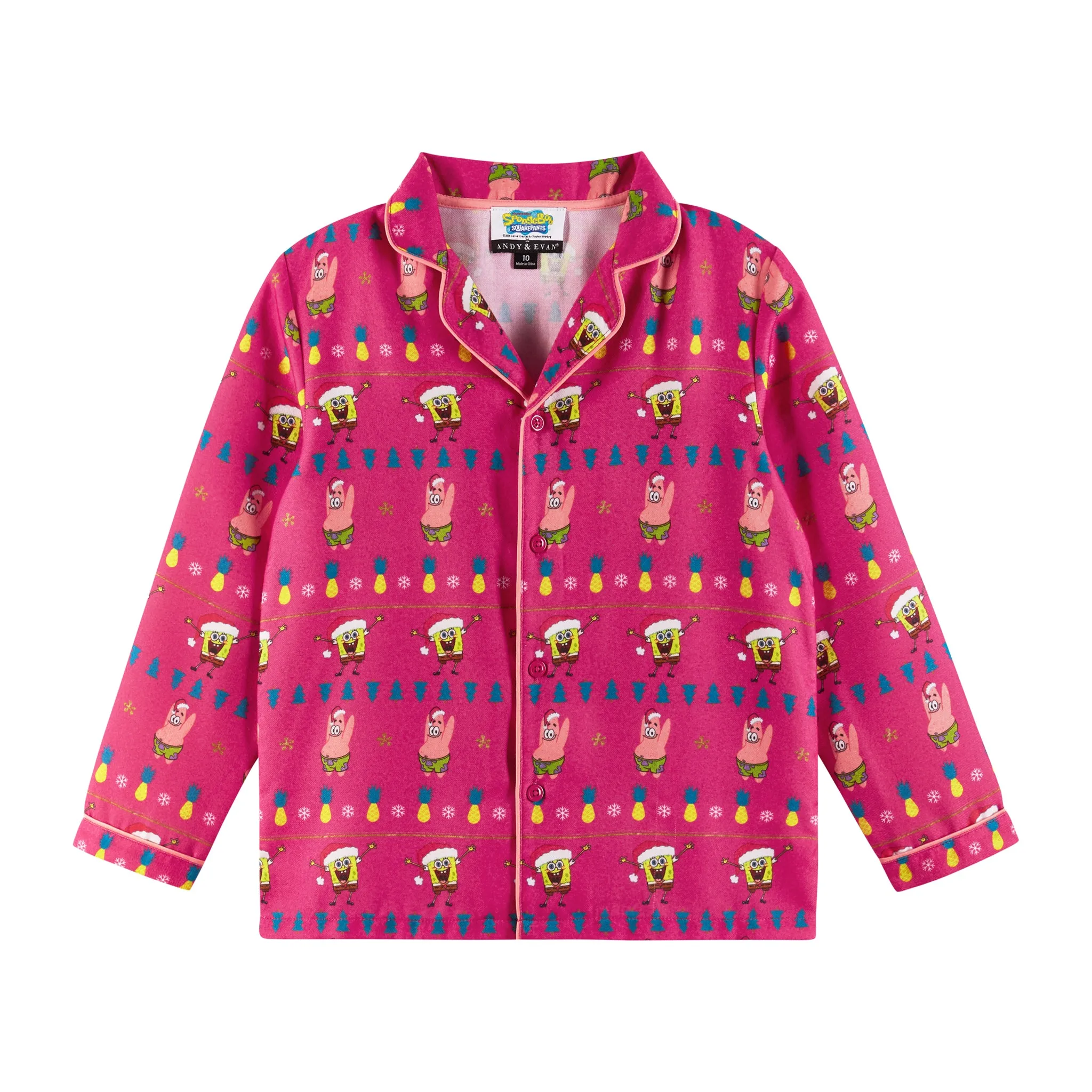 SpongeBob SquarePants™ x Andy & Evan® | Kids (2-16) Fair Isle Pajama Set | Pink
