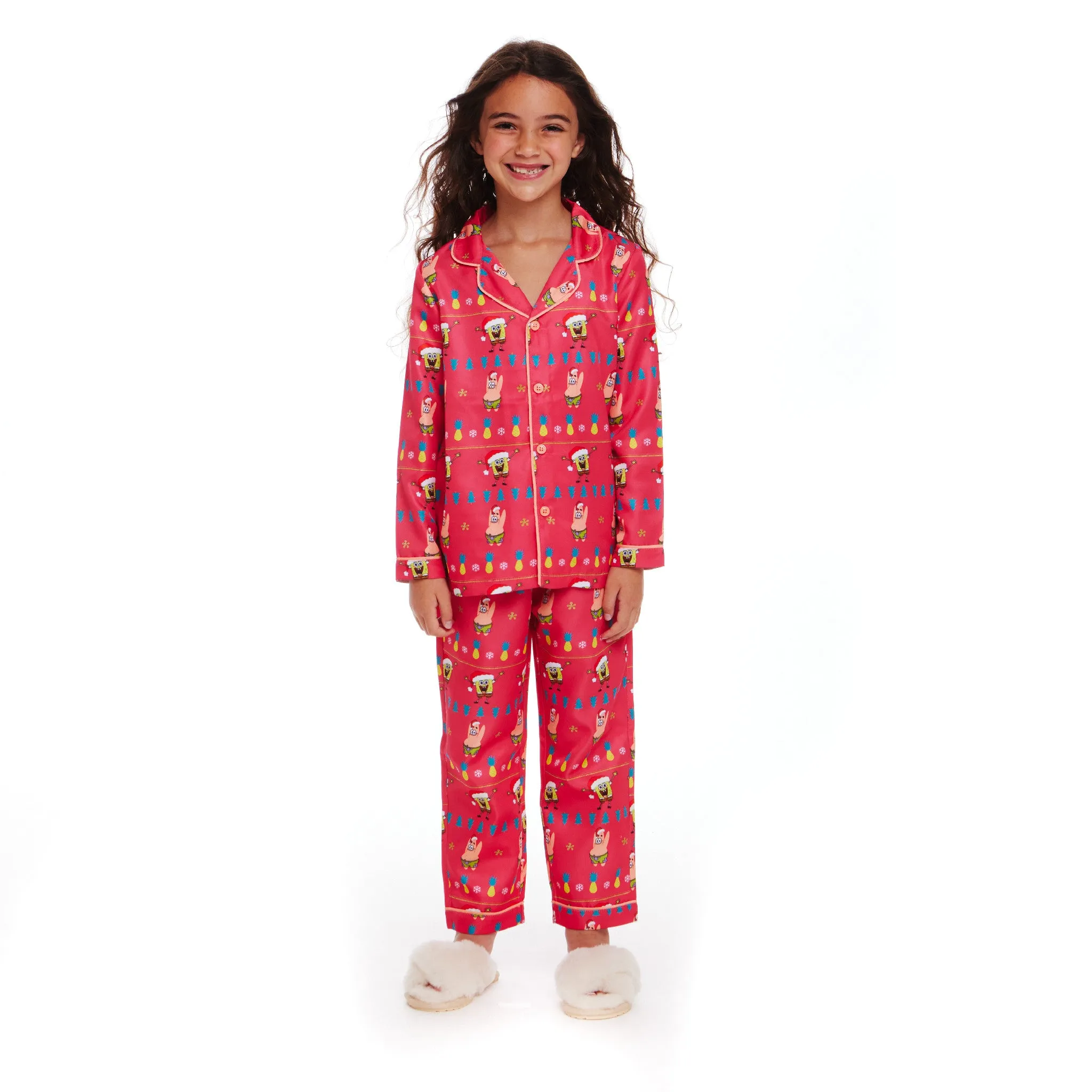 SpongeBob SquarePants™ x Andy & Evan® | Kids (2-16) Fair Isle Pajama Set | Pink