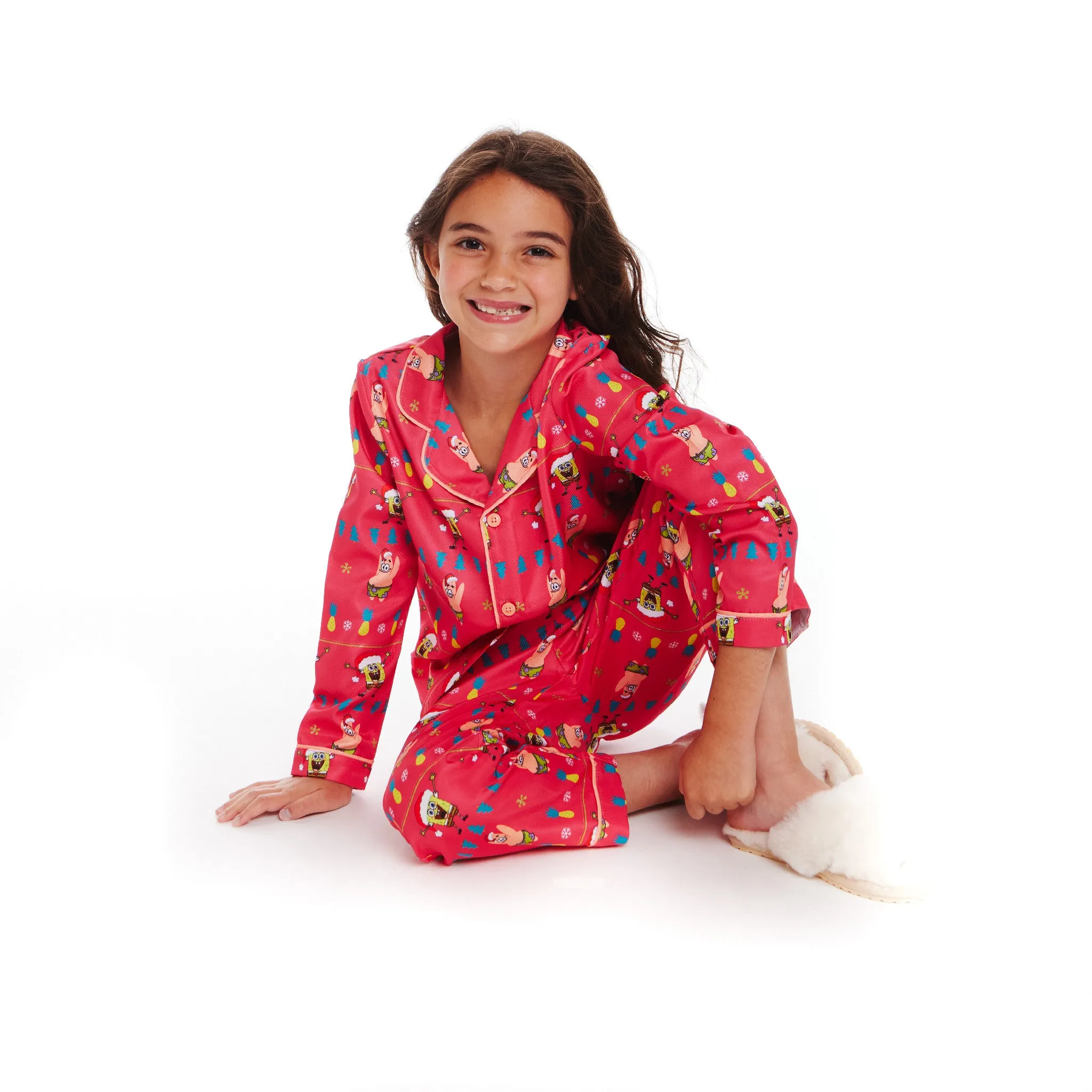 SpongeBob SquarePants™ x Andy & Evan® | Kids (2-16) Fair Isle Pajama Set | Pink