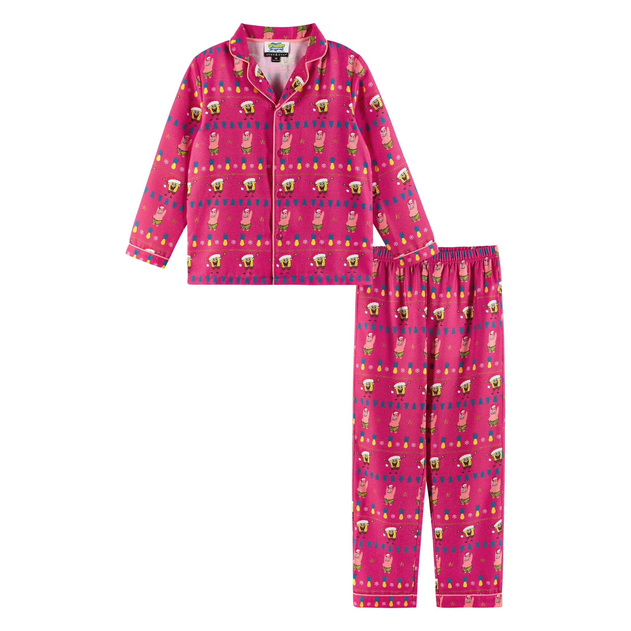 SpongeBob SquarePants™ x Andy & Evan® | Kids (2-16) Fair Isle Pajama Set | Pink