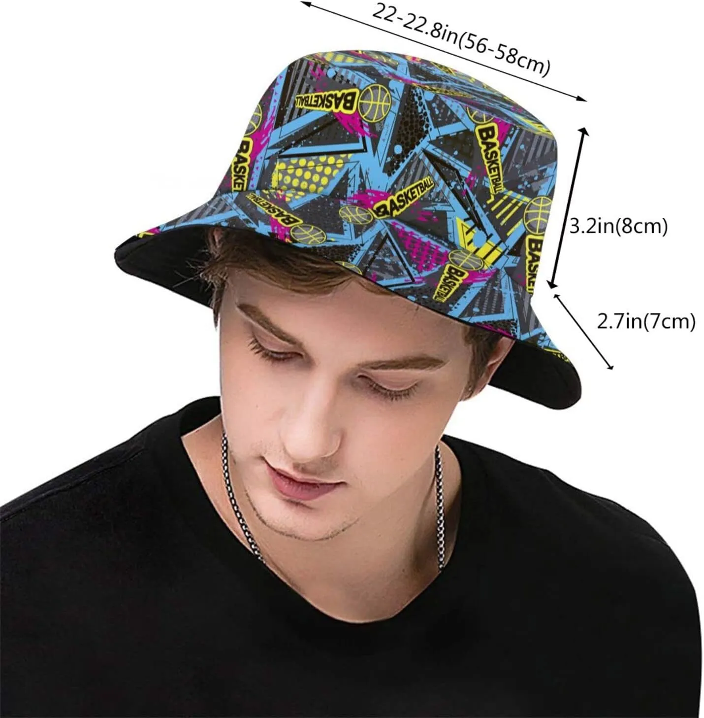 Sports Basketball Bucket Hat Wide Brim UV Protection Sun Hat Boonie Hats Fishing Hiking Outdoor Hats for Men and Women