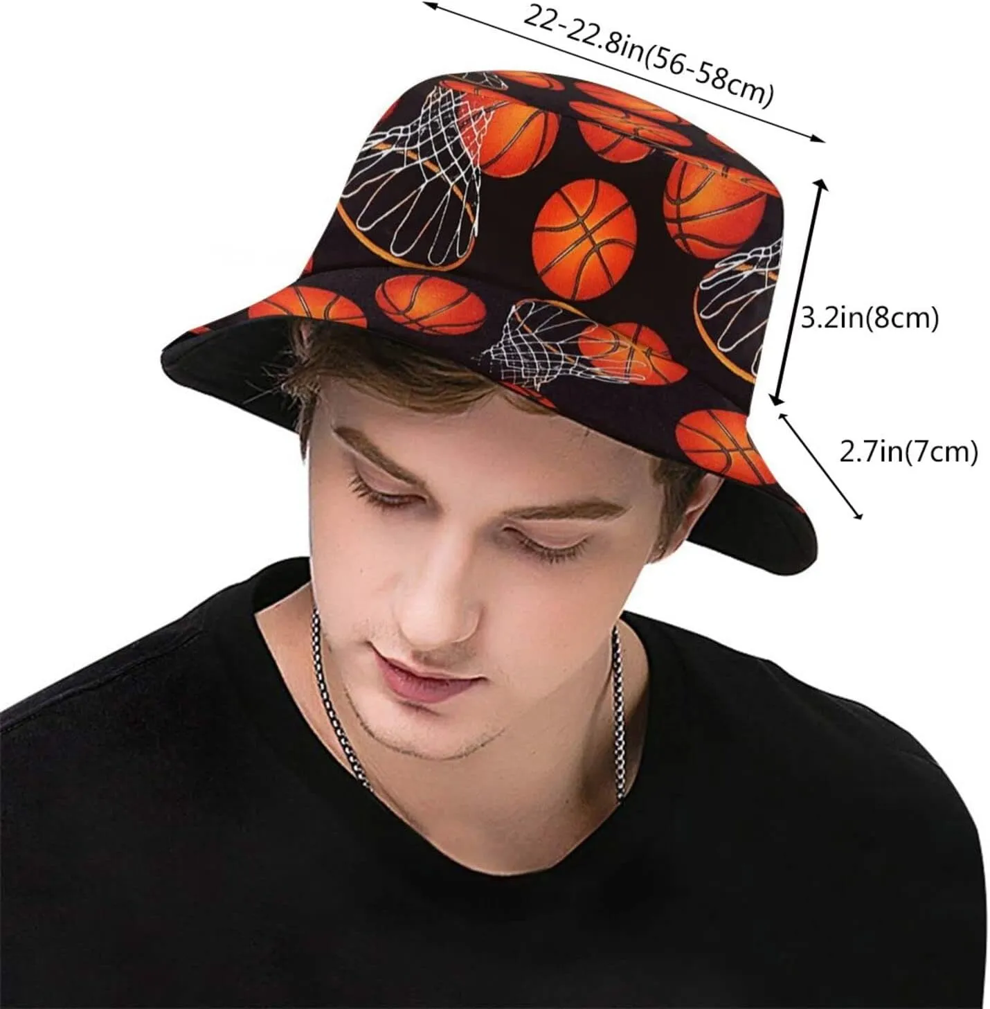 Sports Basketball Bucket Hat Wide Brim UV Protection Sun Hat Boonie Hats Fishing Hiking Outdoor Hats for Men and Women