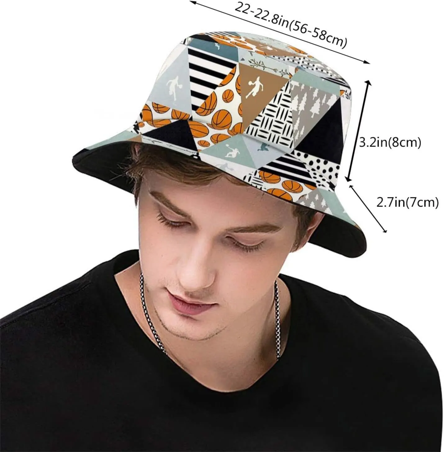 Sports Basketball Bucket Hat Wide Brim UV Protection Sun Hat Boonie Hats Fishing Hiking Outdoor Hats for Men and Women
