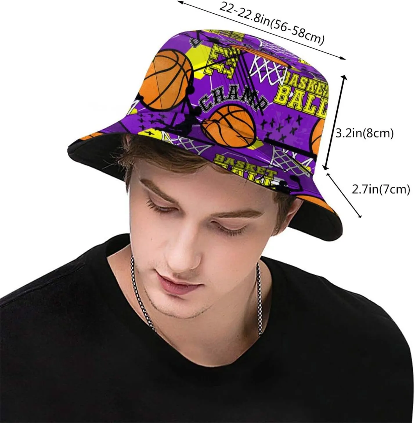 Sports Basketball Bucket Hat Wide Brim UV Protection Sun Hat Boonie Hats Fishing Hiking Outdoor Hats for Men and Women