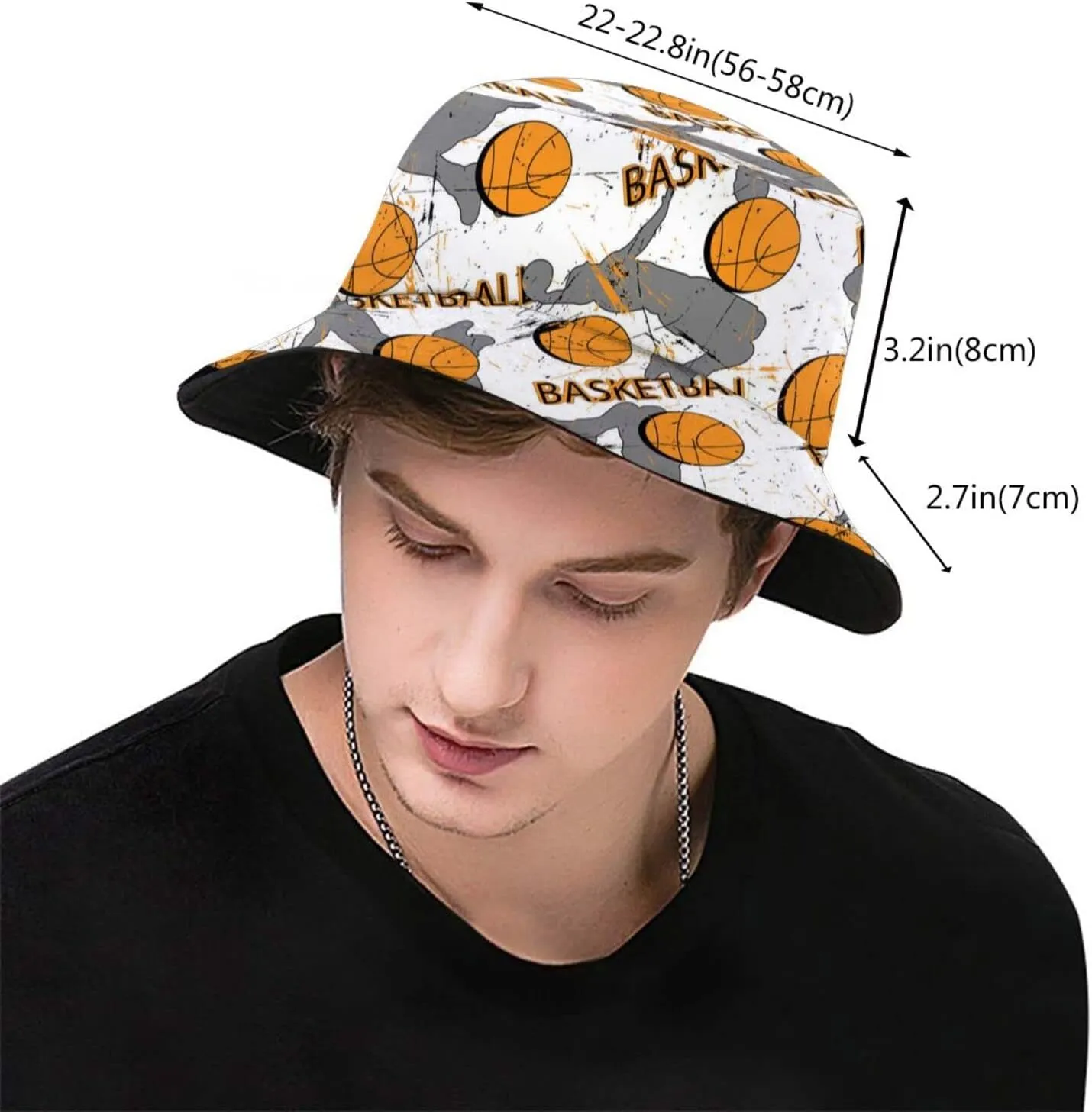 Sports Basketball Bucket Hat Wide Brim UV Protection Sun Hat Boonie Hats Fishing Hiking Outdoor Hats for Men and Women