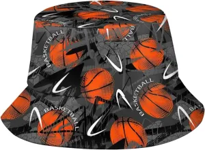 Sports Basketball Bucket Hat Wide Brim UV Protection Sun Hat Boonie Hats Fishing Hiking Outdoor Hats for Men and Women