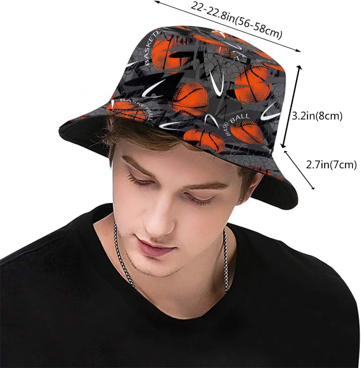 Sports Basketball Bucket Hat Wide Brim UV Protection Sun Hat Boonie Hats Fishing Hiking Outdoor Hats for Men and Women