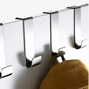 Stainless Steel Over Door Hooks Home Kitchen Cupboard Cabinet Towel Coat Hat Bag Clothes Hanger Holder Organizer Rack (8pcs)