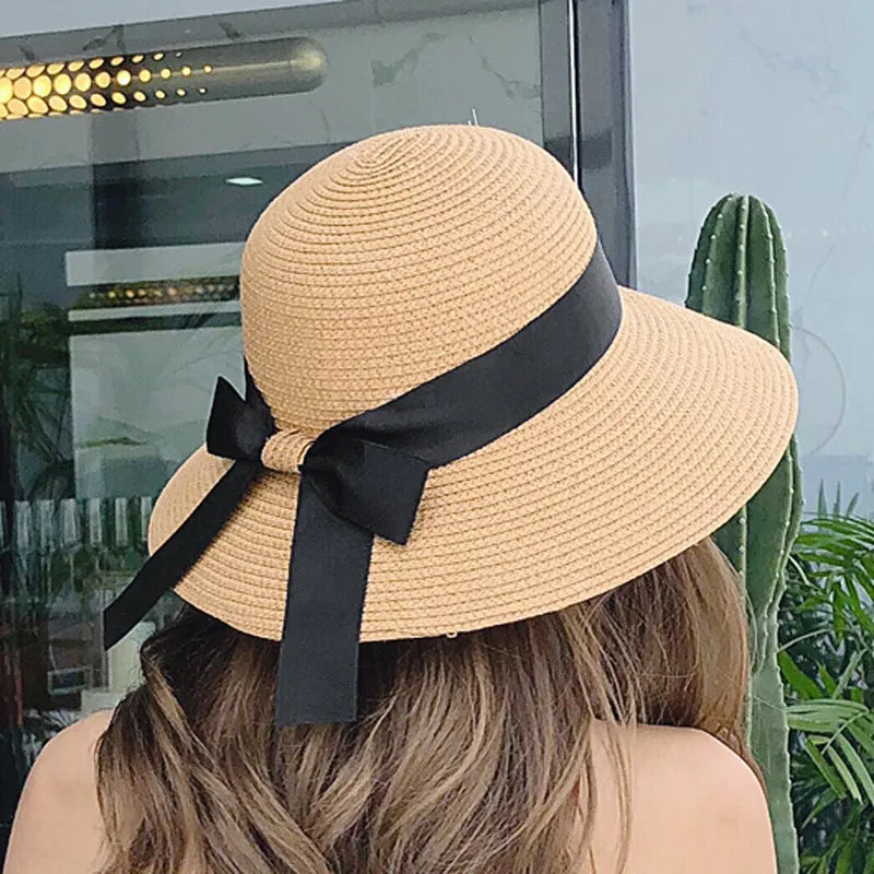 Straw Bowknot Beach Hats for Mommy and Me
