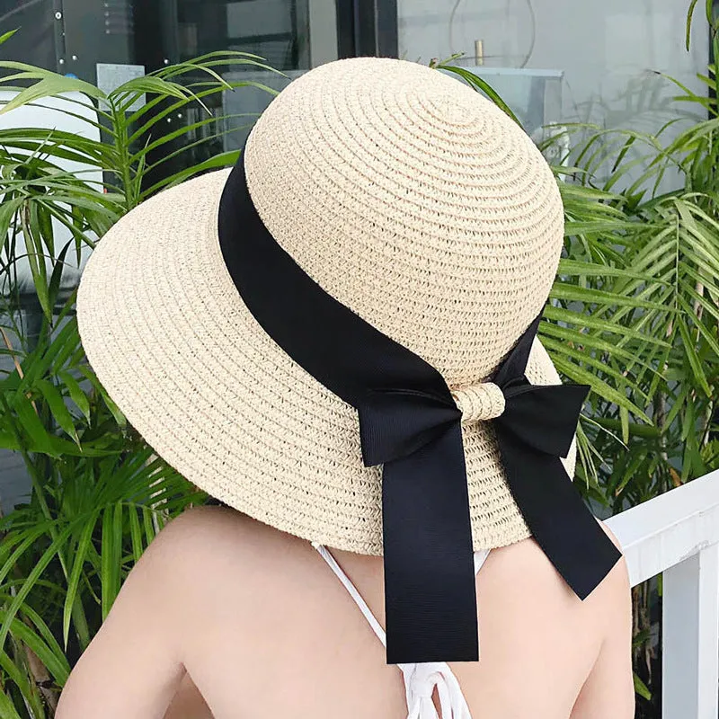 Straw Bowknot Beach Hats for Mommy and Me