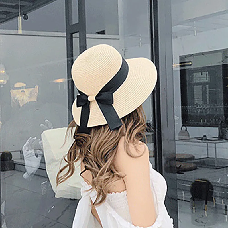 Straw Bowknot Beach Hats for Mommy and Me