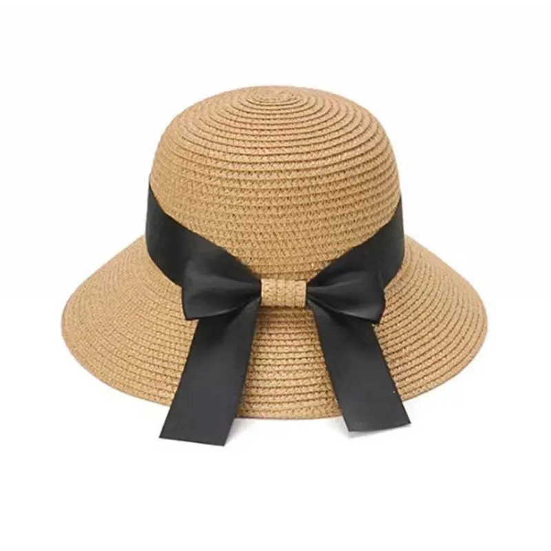 Straw Bowknot Beach Hats for Mommy and Me