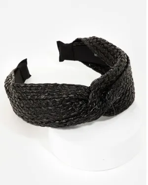 Straw Braided Twist Headband | BLACK