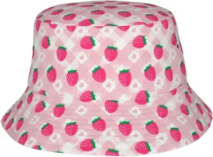 Strawberry Print Flat Unisex Fashion Packable Bucket Hat Sun Hat for Men Women