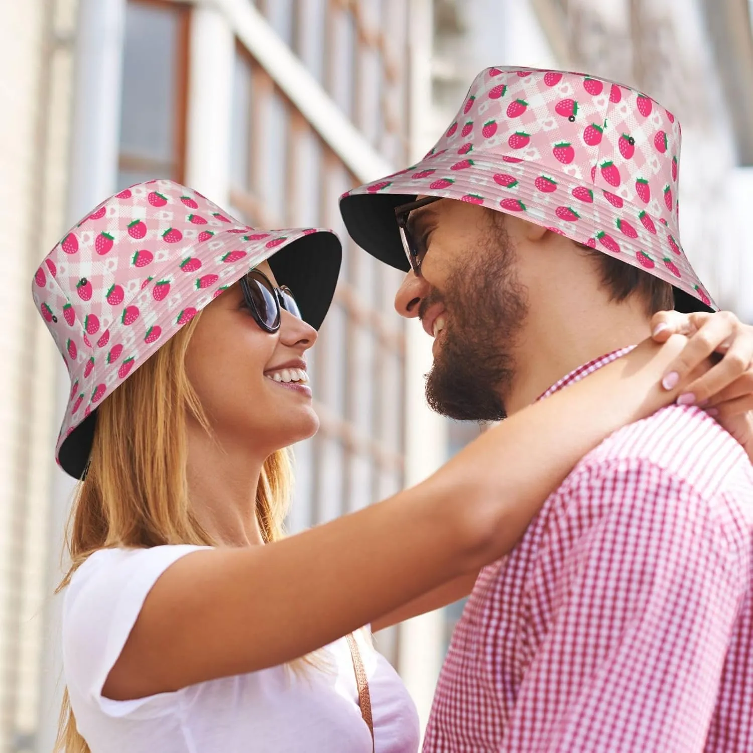 Strawberry Print Flat Unisex Fashion Packable Bucket Hat Sun Hat for Men Women