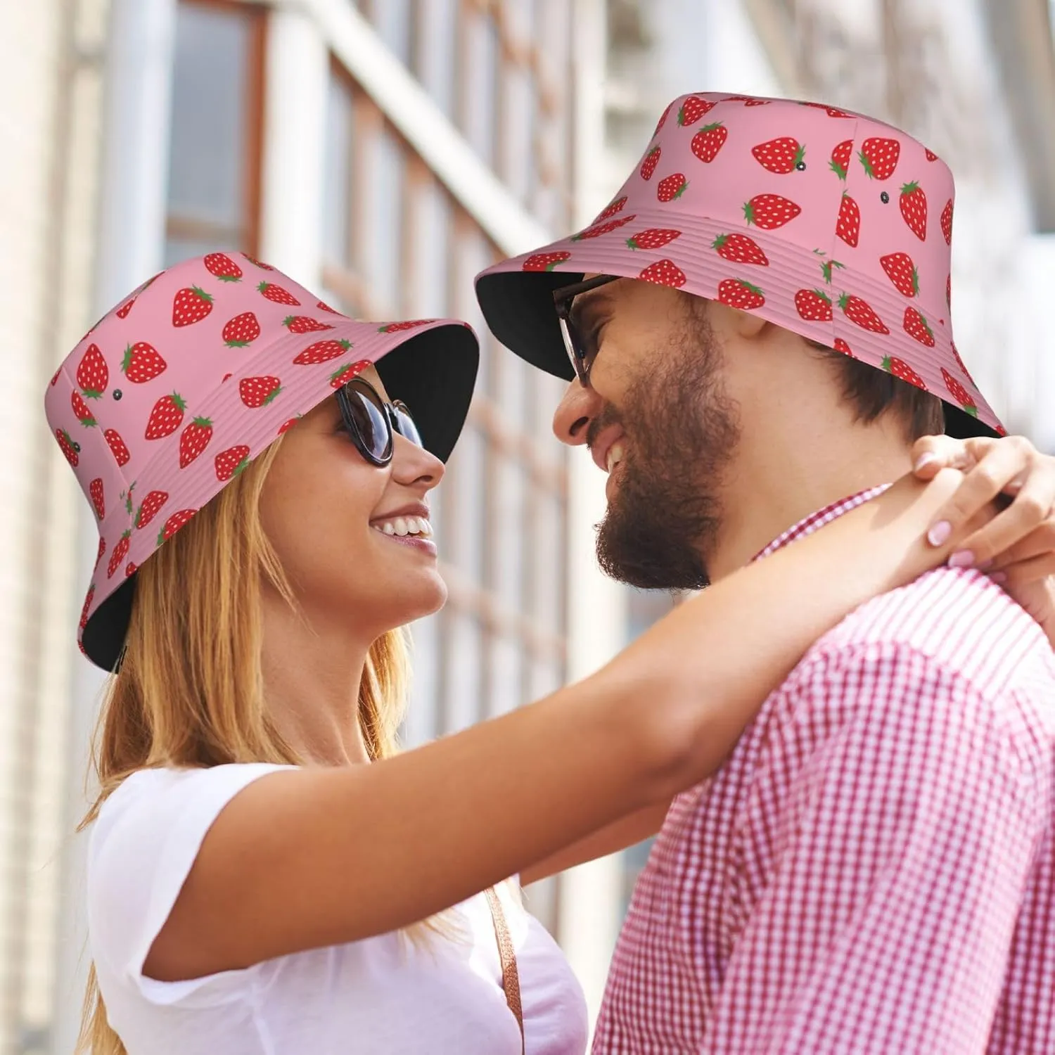 Strawberry Print Flat Unisex Fashion Packable Bucket Hat Sun Hat for Men Women
