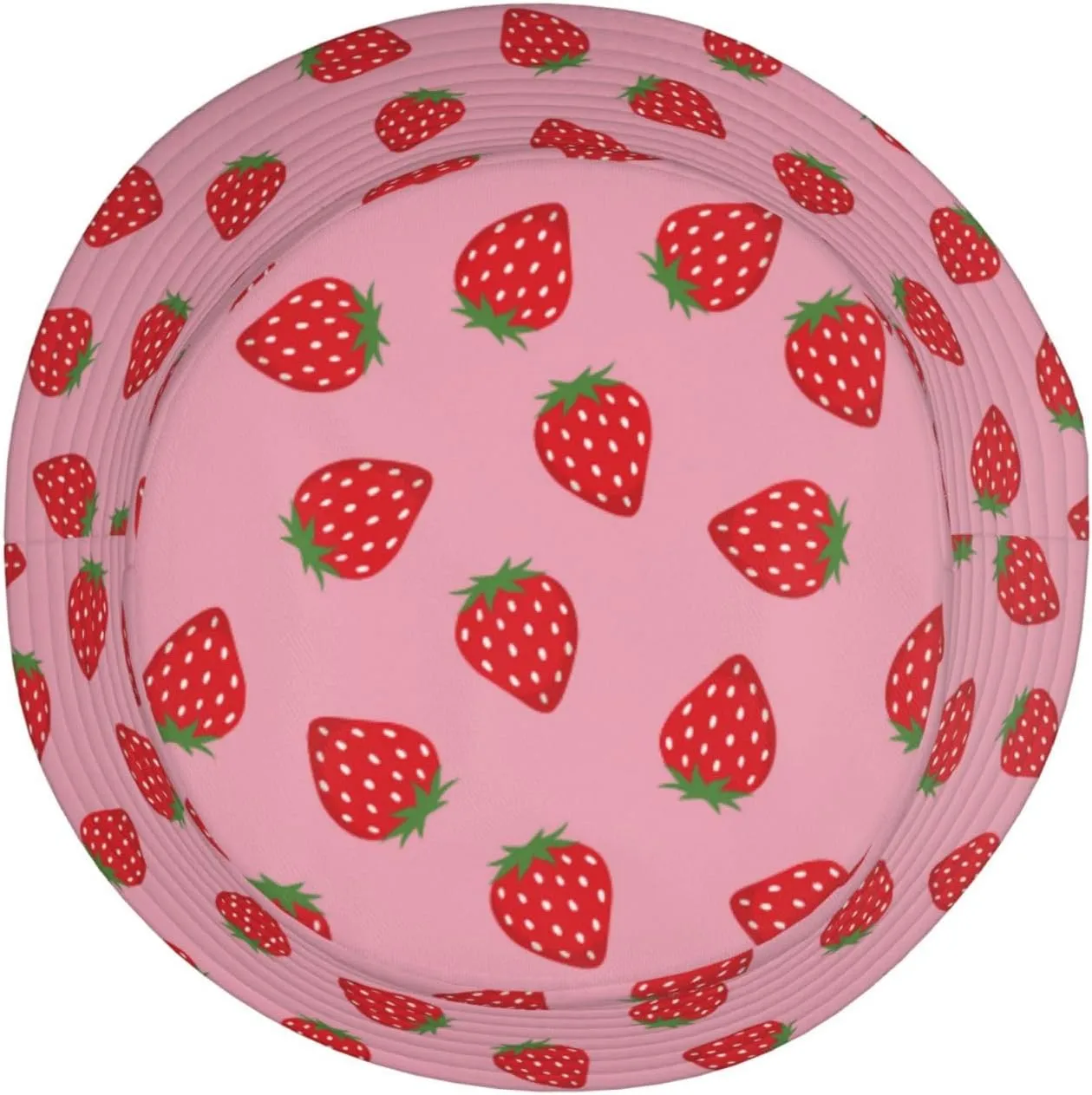Strawberry Print Flat Unisex Fashion Packable Bucket Hat Sun Hat for Men Women