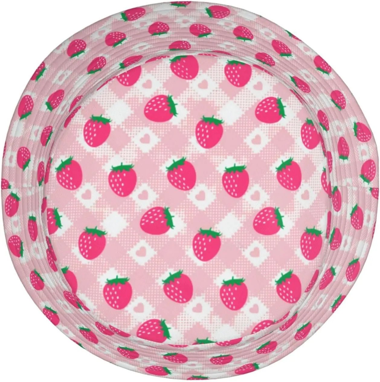Strawberry Print Flat Unisex Fashion Packable Bucket Hat Sun Hat for Men Women