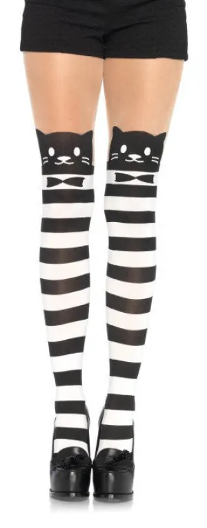 Striped Black Cat Pantyhose (Women's)