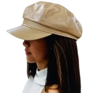 Stylish Leather Newsboy Cap for Women