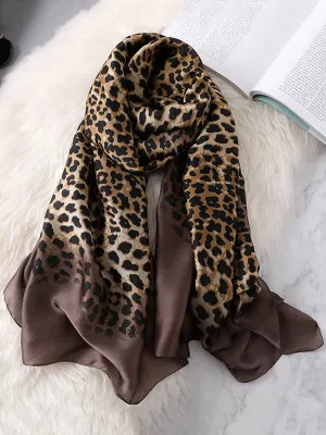 Stylish Leopard Gradient Silk Scarf