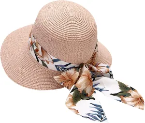 Summer Bucket Hats for Women Wide Bongrace Beach Sun Hat Straw Hat Sunscreen Sunshade Fisherman's Hat with Bow Tie
