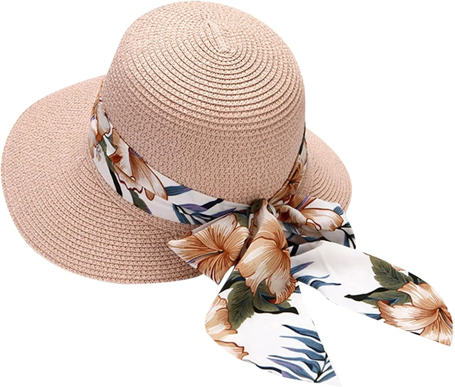 Summer Bucket Hats for Women Wide Bongrace Beach Sun Hat Straw Hat Sunscreen Sunshade Fisherman's Hat with Bow Tie