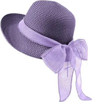 Summer Bucket Hats for Women Wide Bongrace Beach Sun Hat Straw Hat Sunscreen Sunshade Fisherman's Hat with Bow Tie