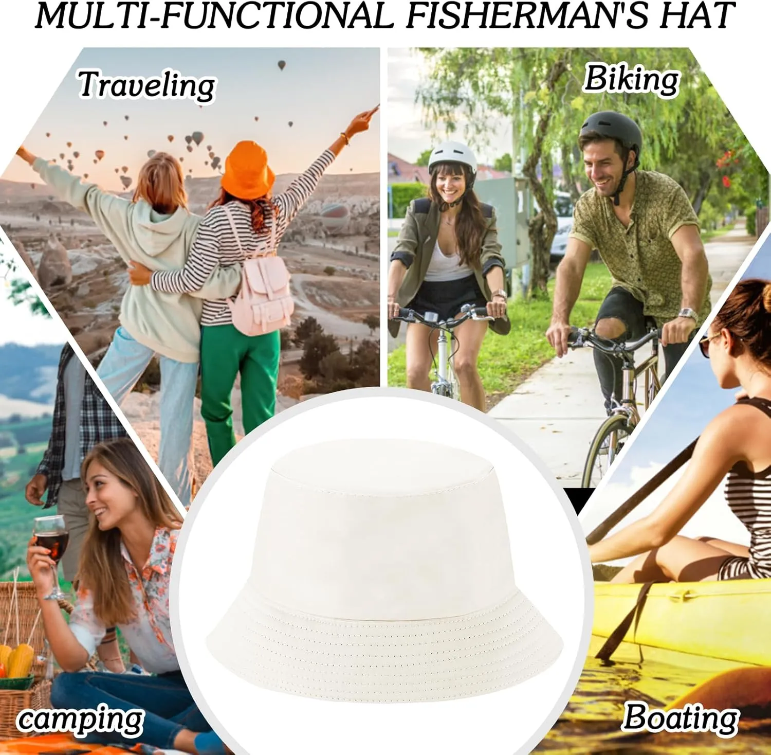Sun Hat for Women Bucket Hat Cotton Reversible Summer Travel Beach Fishing Cap
