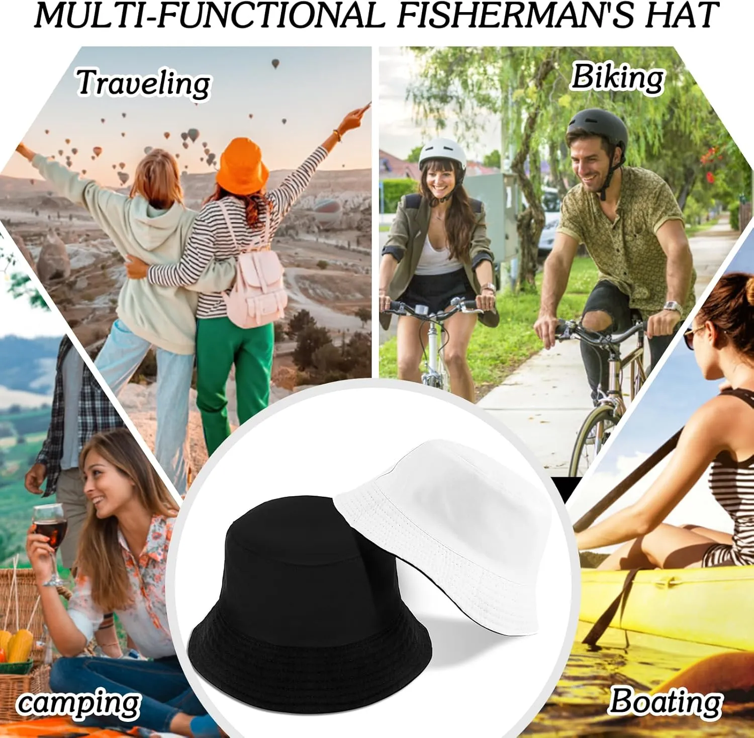 Sun Hat for Women Bucket Hat Cotton Reversible Summer Travel Beach Fishing Cap