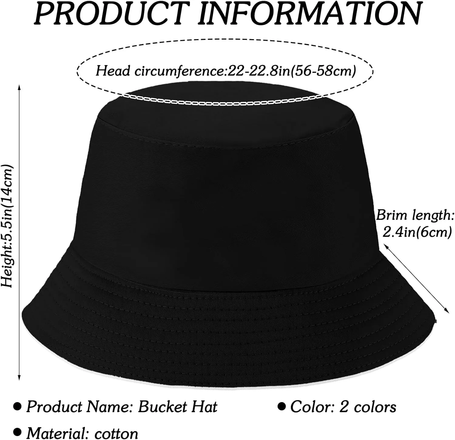 Sun Hat for Women Bucket Hat Cotton Reversible Summer Travel Beach Fishing Cap
