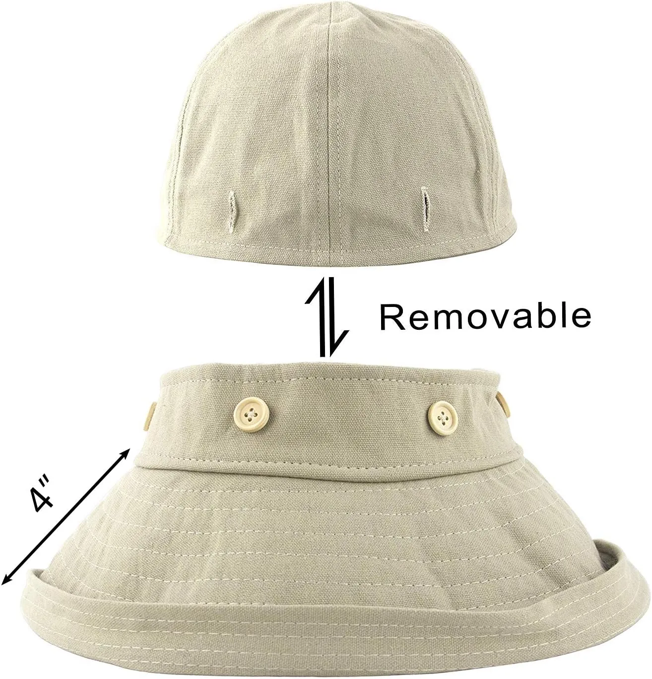 Sun Hat for Women Top Removable Floppy Hat Wide Brim Caps Summer Ponytail Visor