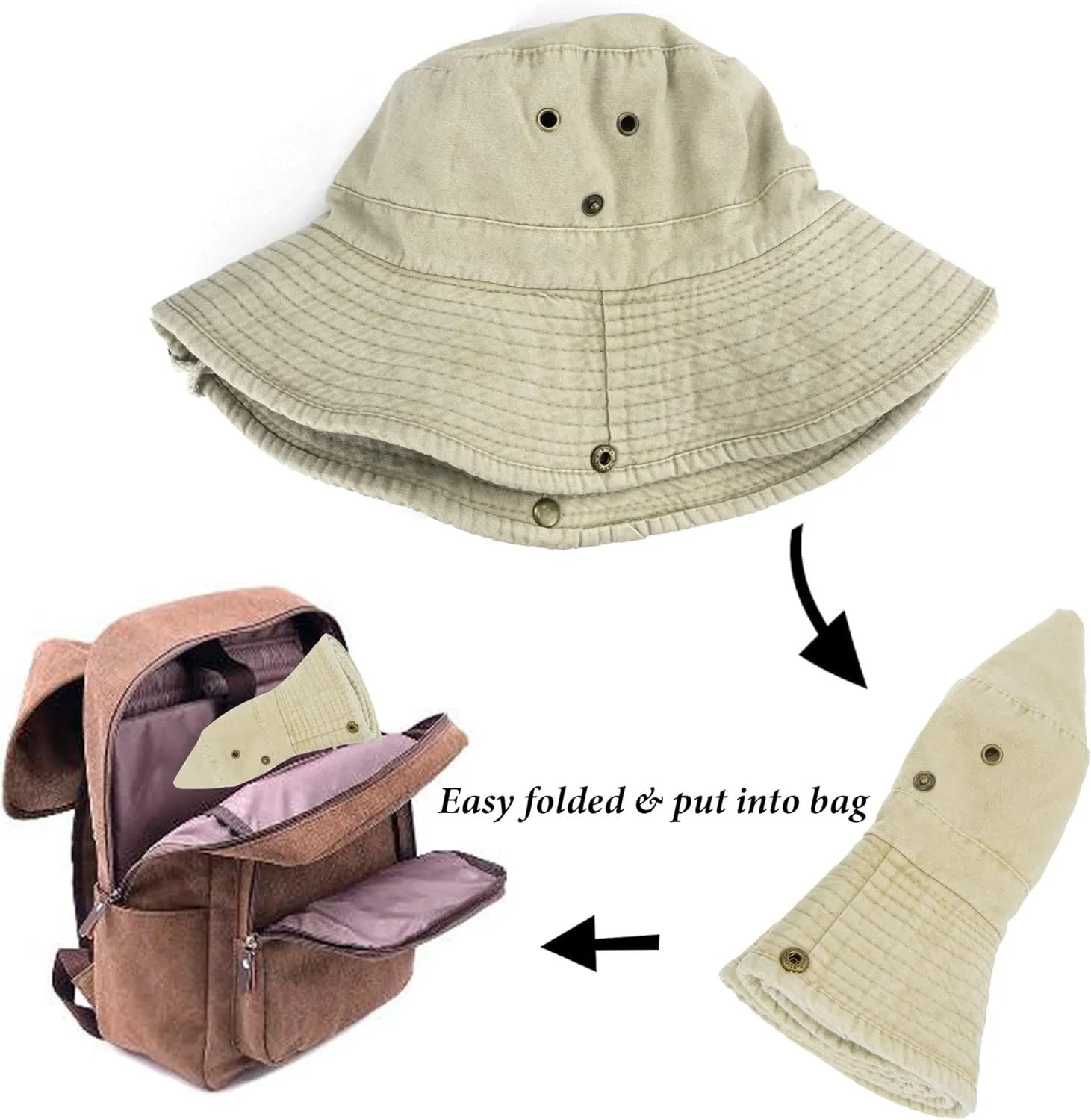 Sun-Hats-for-Men-with-UV-Protection-Wide-Brim Bucket Fishing Safari Boonie Hat for Summer (XL; 23 5/8-24)