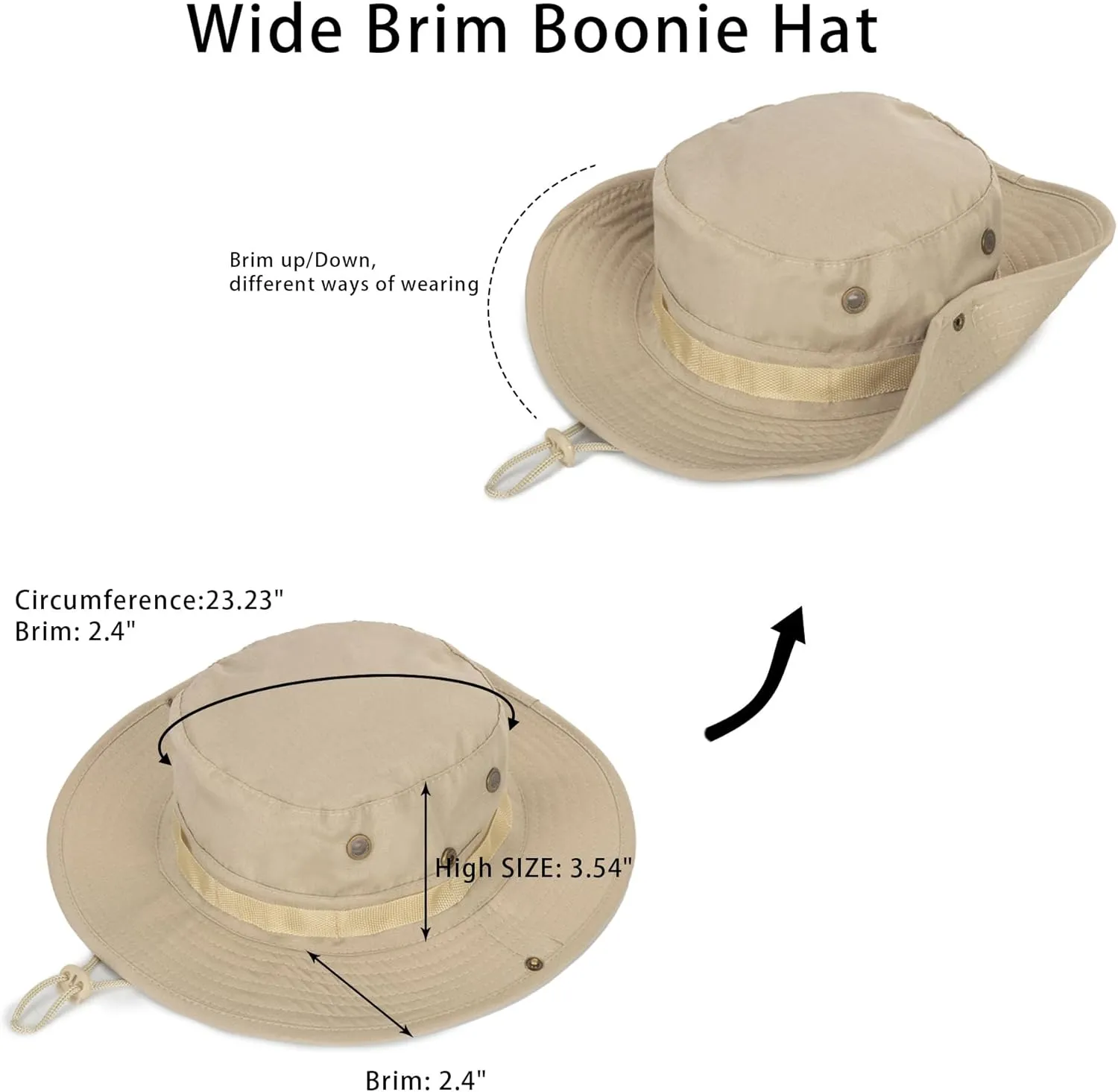 Sun-Hats-for-Men-with-UV-Protection-Wide-Brim Bucket Fishing Safari Boonie Hat for Summer (XL; 23 5/8-24)