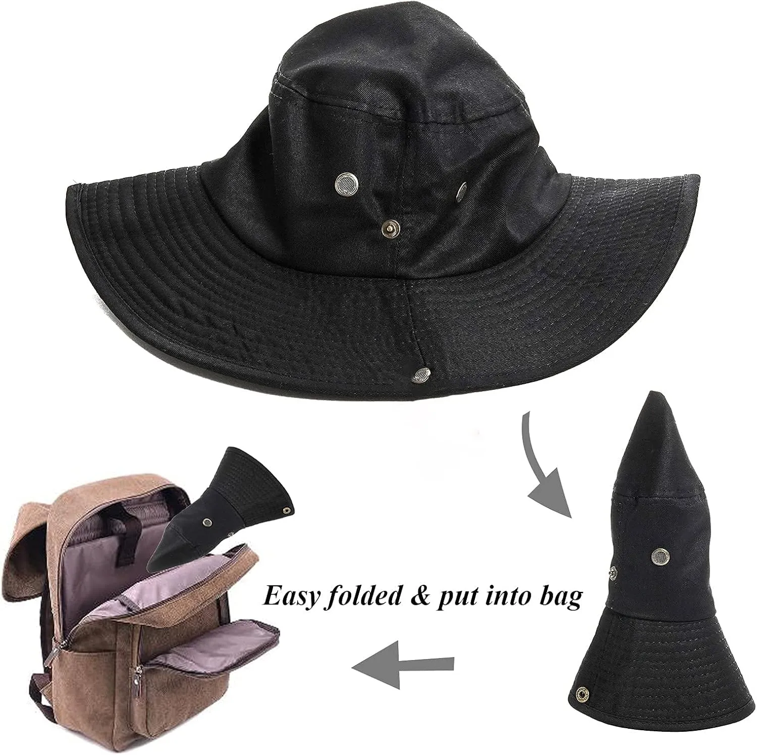 Sun-Hats-for-Men-with-UV-Protection-Wide-Brim Bucket Fishing Safari Boonie Hat for Summer (XL; 23 5/8-24)
