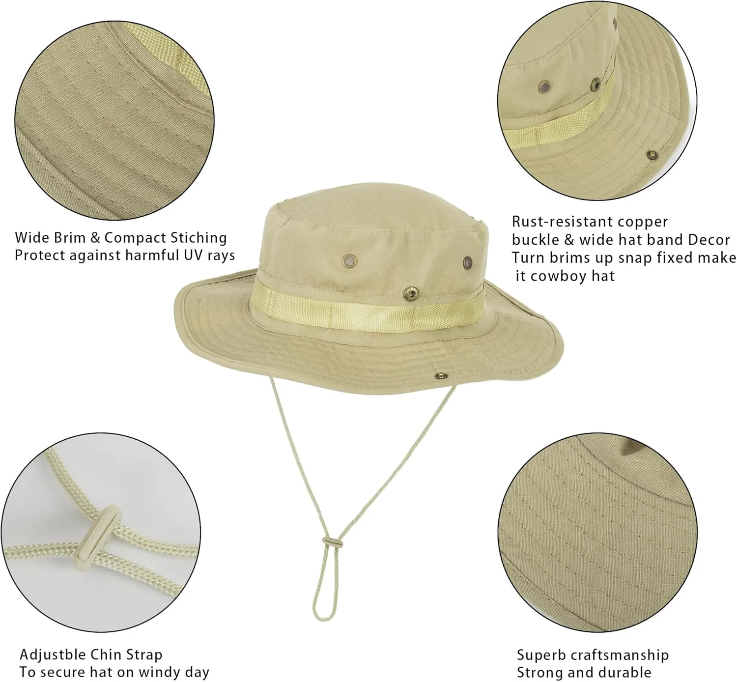 Sun-Hats-for-Men-with-UV-Protection-Wide-Brim Bucket Fishing Safari Boonie Hat for Summer (XL; 23 5/8-24)