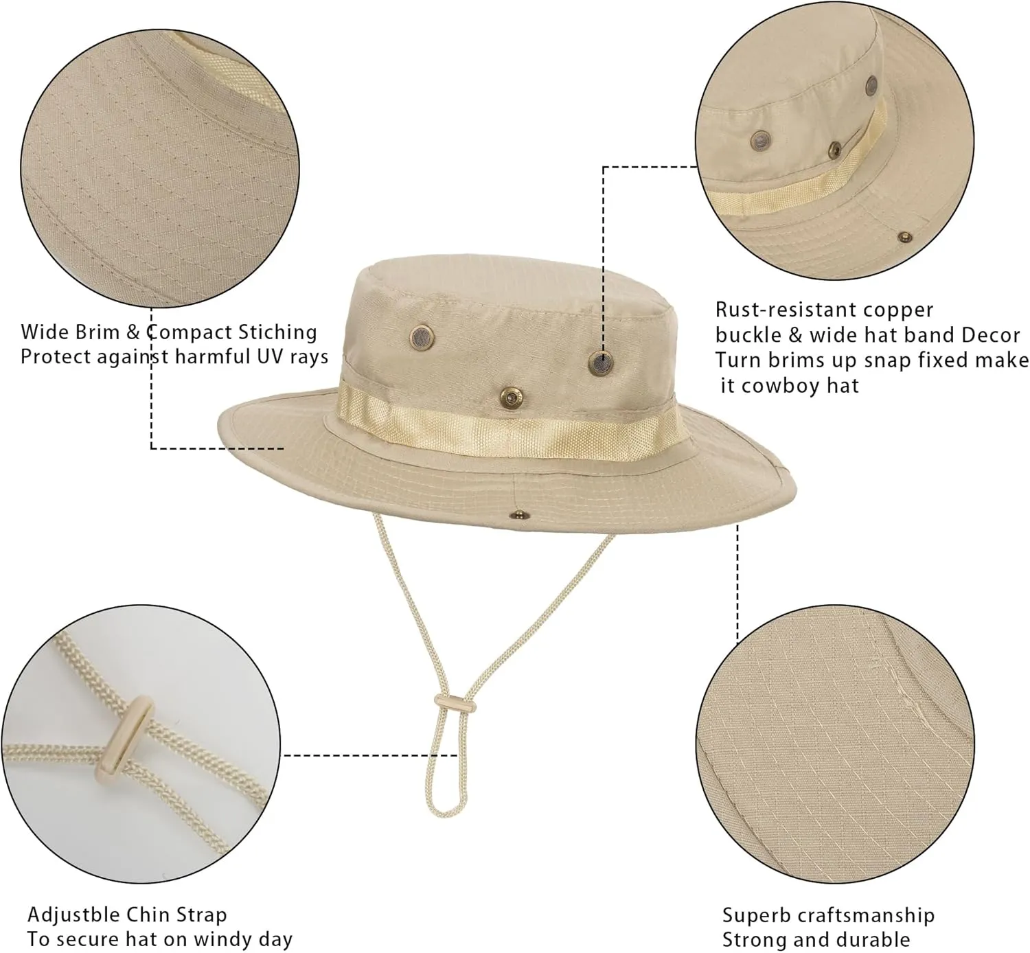 Sun-Hats-for-Men-with-UV-Protection-Wide-Brim Bucket Fishing Safari Boonie Hat for Summer (XL; 23 5/8-24)