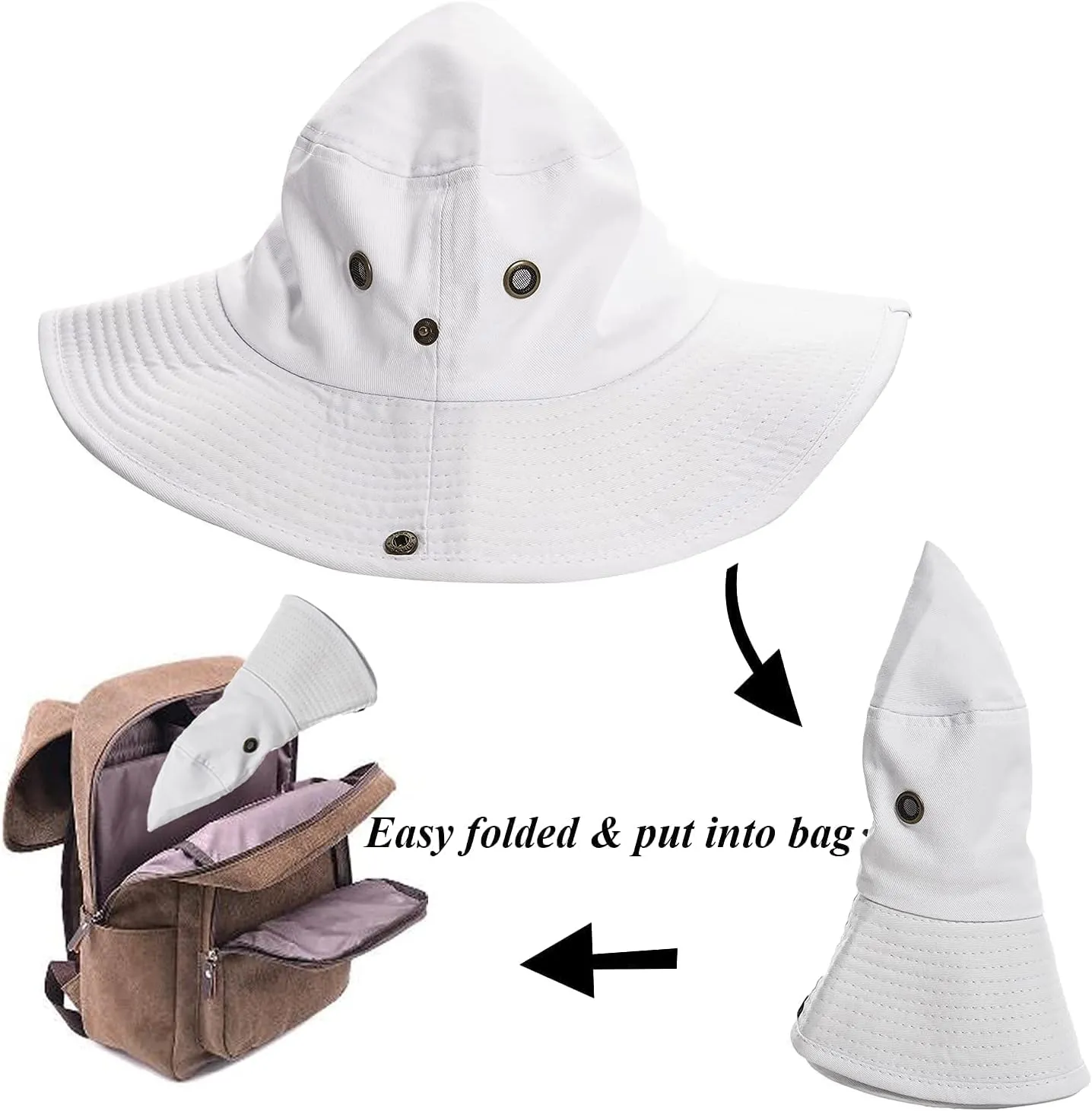Sun-Hats-for-Men-with-UV-Protection-Wide-Brim Bucket Fishing Safari Boonie Hat for Summer (XL; 23 5/8-24)