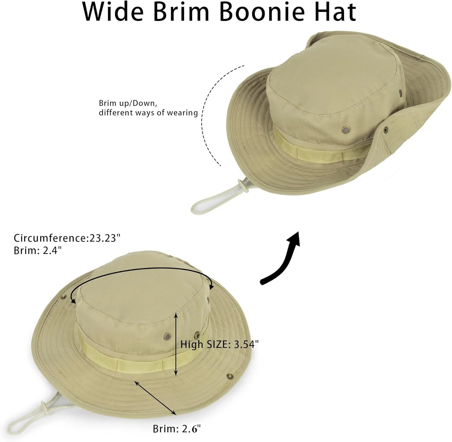 Sun-Hats-for-Men-with-UV-Protection-Wide-Brim Bucket Fishing Safari Boonie Hat for Summer (XL; 23 5/8-24)