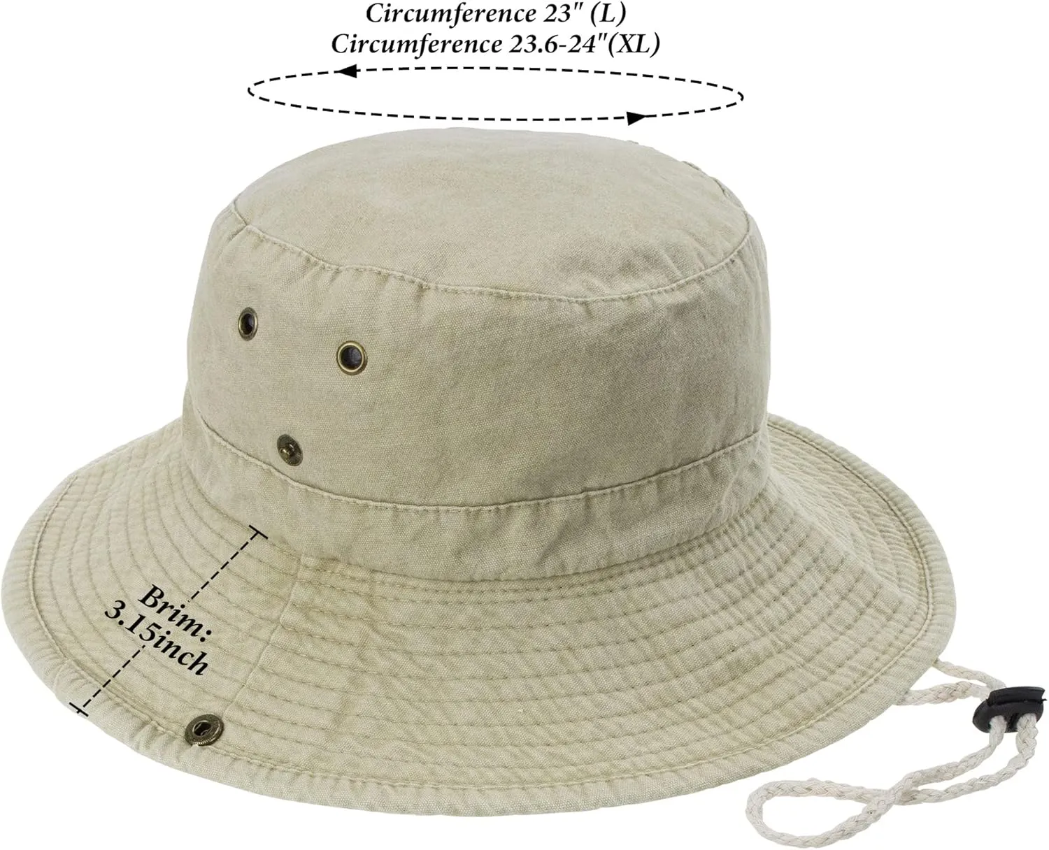 Sun-Hats-for-Men-with-UV-Protection-Wide-Brim Bucket Fishing Safari Boonie Hat for Summer (XL; 23 5/8-24)