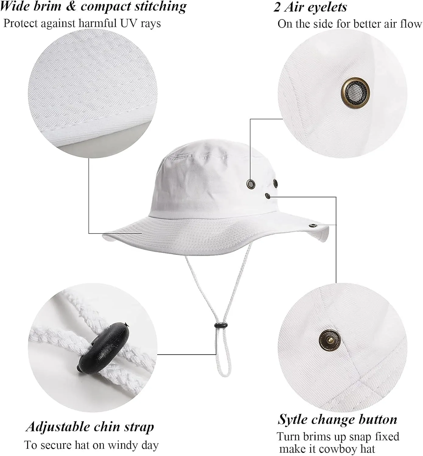 Sun-Hats-for-Men-with-UV-Protection-Wide-Brim Bucket Fishing Safari Boonie Hat for Summer (XL; 23 5/8-24)