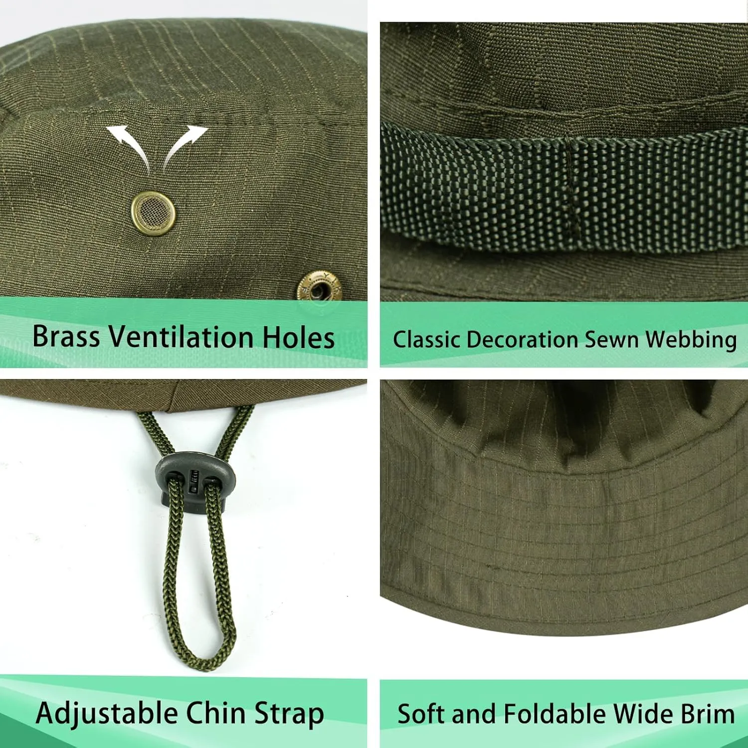 Sun Hats for Men Women Boonie Hat UPF 50  Bucket Hat Wide Brim UV Protection Fishing Hiking Safari Outdoor Hats