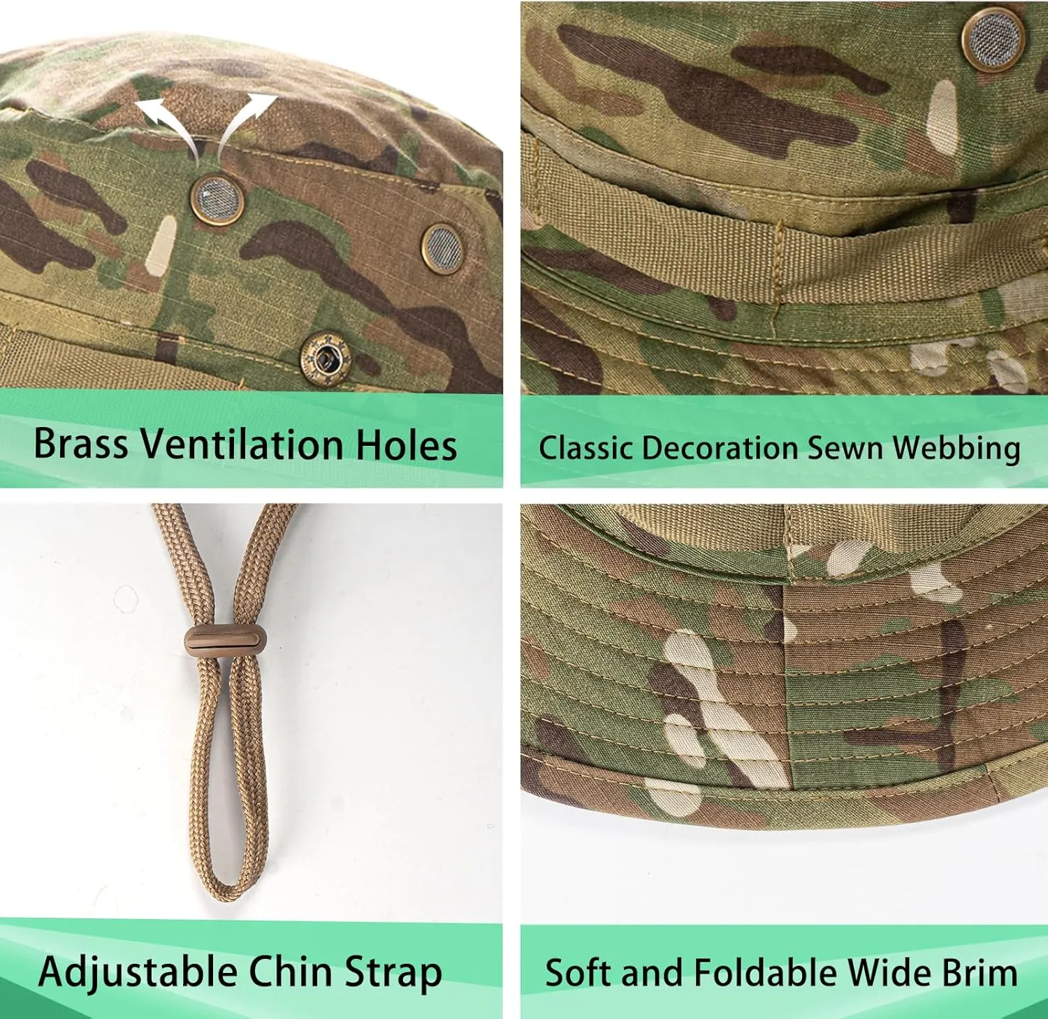Sun Hats for Men Women Boonie Hat UPF 50  Bucket Hat Wide Brim UV Protection Fishing Hiking Safari Outdoor Hats