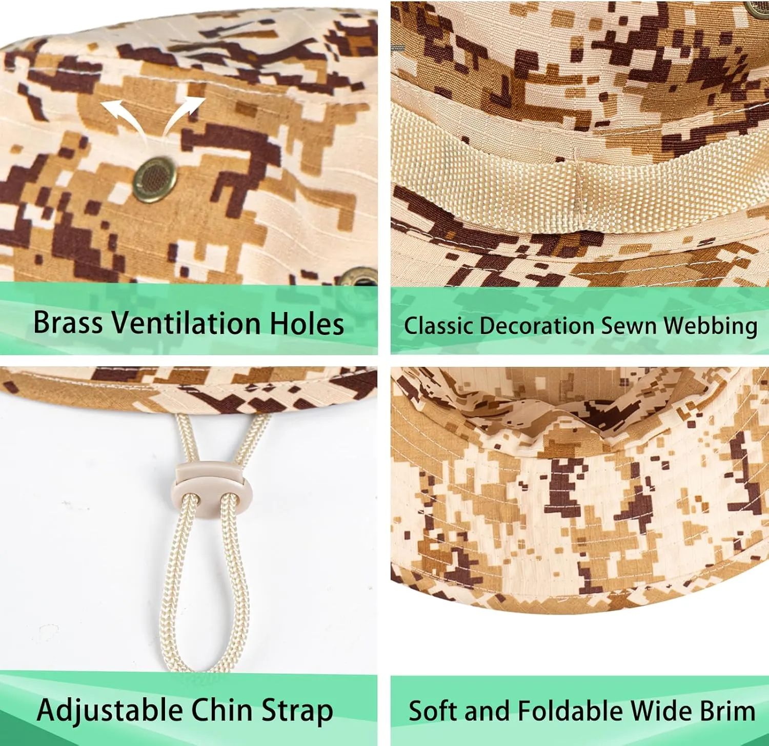 Sun Hats for Men Women Boonie Hat UPF 50  Bucket Hat Wide Brim UV Protection Fishing Hiking Safari Outdoor Hats