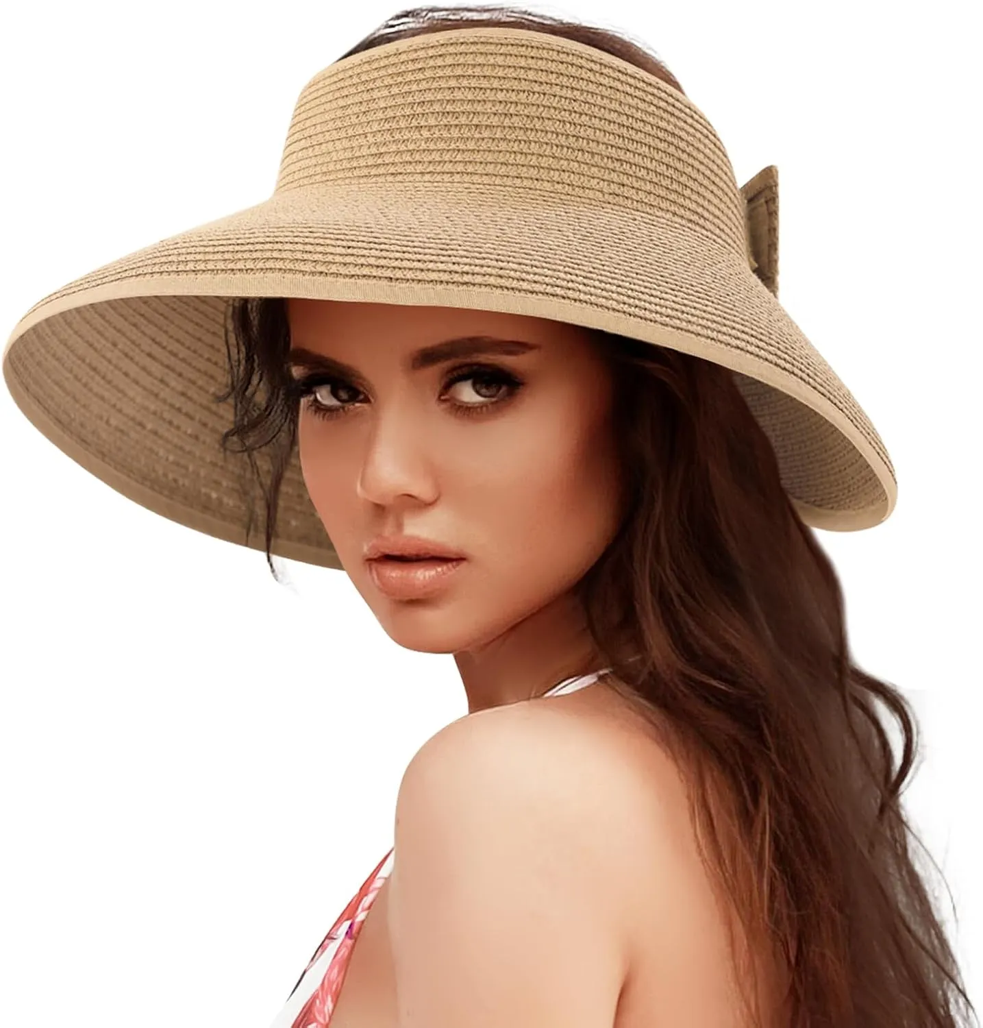 Sun Hats for Women, Wide Brim Straw Beach Hat for Women Foldable Floppy, Sun Hat UPF 50  UV Protection
