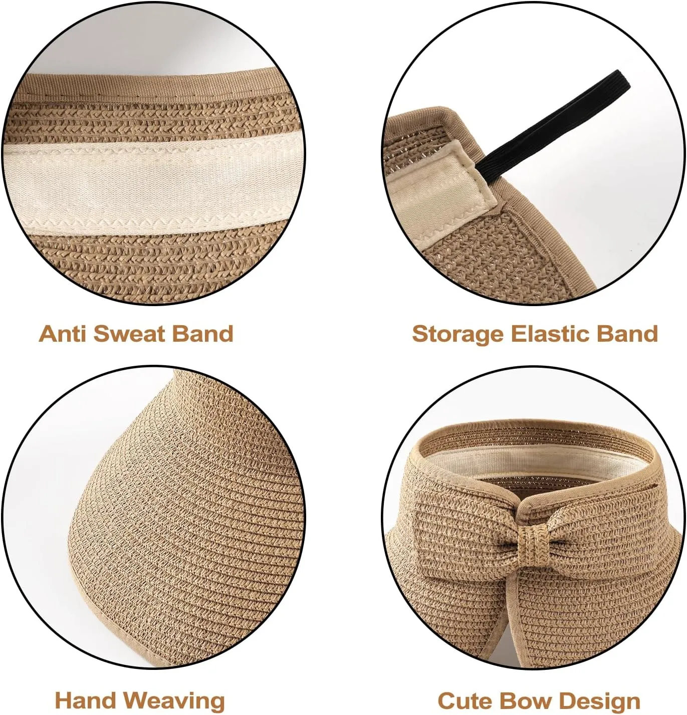 Sun Hats for Women, Wide Brim Straw Beach Hat for Women Foldable Floppy, Sun Hat UPF 50  UV Protection