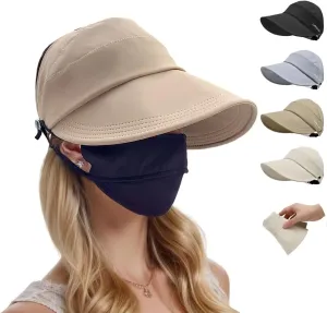 Sun Hats for Women Wide Brim UV Protection Hollow Top Sun Hat Summer Beach Packable Visor